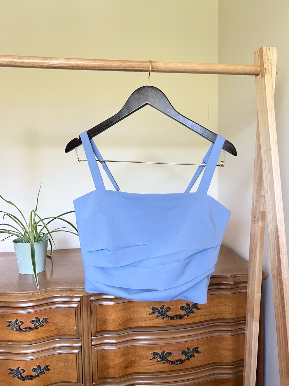 Abercrombie & Fitch Light Blue Square Neck Draped Crop Top
